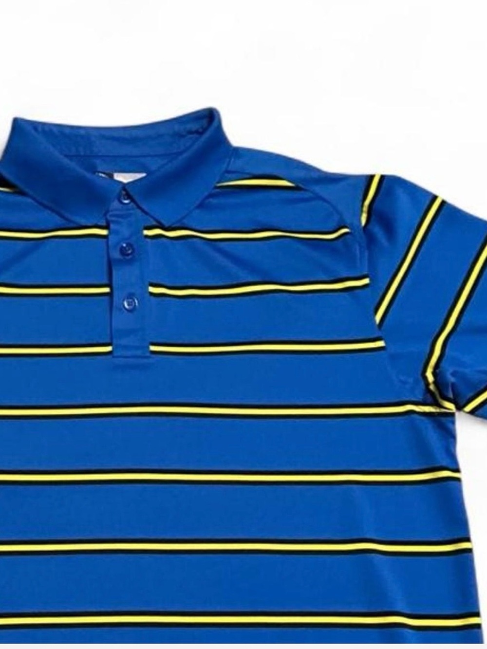 Callaway Blue Polo with Yellow & Black Stripes